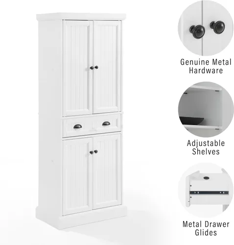 Miniatura 7 de Crosley Furniture Shoreline Coastal - Armario de almacenamiento para despensa con estantes, cocina, comedor o lavandería, color blanco