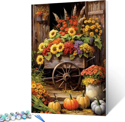 Miniatura 8 de Pintura de frutas por números para adultos, pintura al óleo digital de uva, sandía, naranja, melocotón, ciruela, lienzo, pintura acrílica, divertida