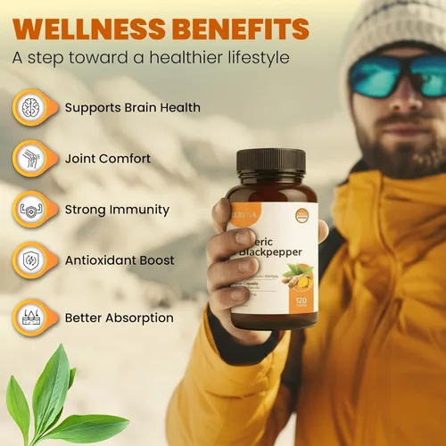 Miniatura 4 de Curcumina de cúrcuma de 1500 mg con pimienta negra 5 mg – Alta potencia, cápsulas veganas – Sin OMG, sin gluten – 120