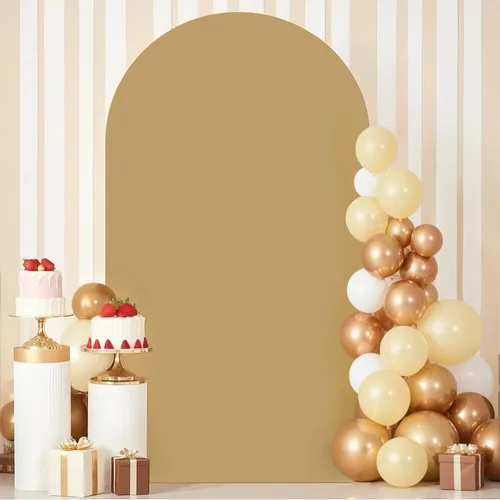 Miniatura 14 de FOTSHARER Cubierta para arco de boda, cubierta de arco de globo beige de 2.6 x 6 pies, cubiertas de fondo de arco de arco de elastano boho Chiara