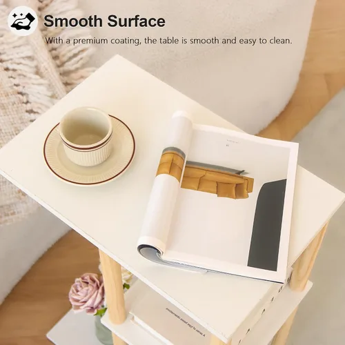 Miniatura 4 de AWASEN Mesa auxiliar en forma de C, mesa auxiliar pequeña para sofá, mesa de sofá de madera de 3 niveles mesa de café para sala de estar, espacio C