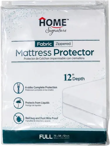 Protector de colchón impermeable con cremallera – Carcasa de 6 lados, a prueba de chinches y ácaros del polvo, cubierta de 12 pulgadas de