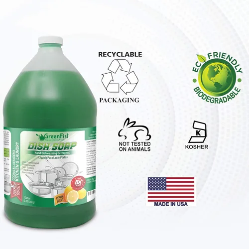 Miniatura 6 de GreenFist Jabón para platos profesional detergente líquido para ollas y sartenes, uso ligero o pesado (1 galón Unisoft) (1 galón verde)