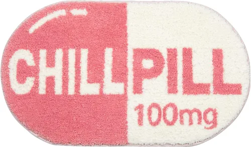 Miniatura 8 de RORA Alfombra de Baño Divertida y Bonita Chill Pill Azul Pequeña Alfombras de Baño Preppy Decoración de Baño Estética Alfombra de Baño