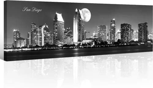 Miniatura 21 de Atlanta Skyline - Arte de pared para sala de estar, lienzo de paisaje urbano, decoración moderna para el hogar, imágenes panorámicas, edificio