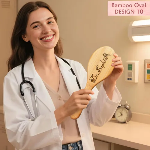 Miniatura 9 de Cepillo de pelo de bambú personalizado, peine con nombre personalizado para mujeres, regalos de cumpleaños de Navidad para mamá, esposa, abuela