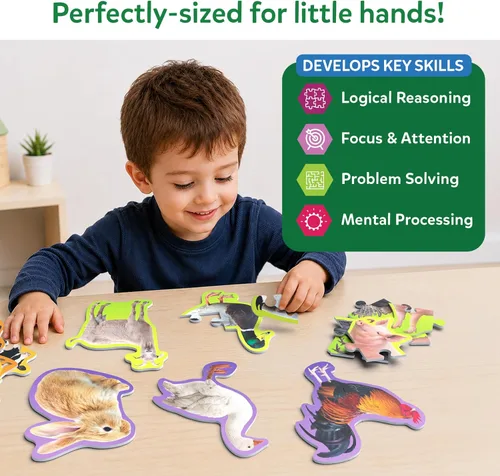 Miniatura 4 de Skillmatics Rompecabezas Paso a Paso – Rompecabezas de 40 Piezas y Rompecabezas para Niños Pequeños, Animales de Granja, Rellenos de Calcetines