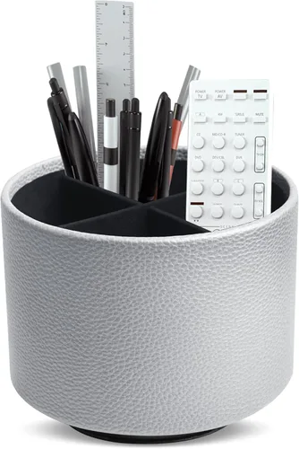 Miniatura 29 de Organizador Redondo de Cuero para Suministros de Arte, Soporte para Control Remoto, Rotación de 360 Grados, Soporte Multifuncional para Lápices