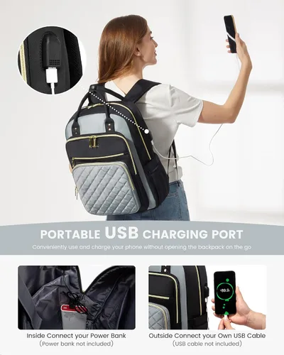 Miniatura 5 de LOVEVOOK Mochila para computadora portátil para mujer, mochila para trabajo de viaje, bolsa de computadora para enfermera, profesora, bolsa