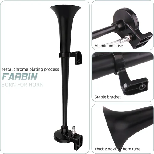 Miniatura 7 de FARBIN Kit de bocina de aire de 12 V 150 db, bocina de tren para coche, bocina de aire para camión, bocina de camión ruidosa con interruptor