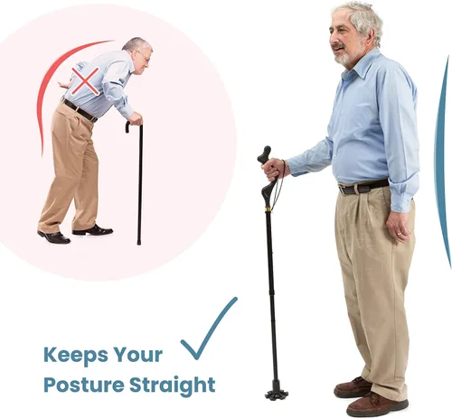 Miniatura 3 de Bastón para caminar para hombres y mujeres - Bastón especial de equilibrio con 10 alturas ajustables - Autoportante, plegable, portátil, plegable