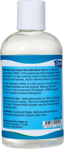 Miniatura 7 de KALA HEALTH MSMPure - Escamas gruesas MSM con sabor a limón y lima, 1 libra y gel MSM con aloe orgánico, paquete de 8 onzas