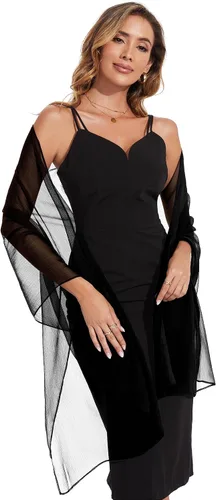 Miniatura 2 de Bufandas y envolturas de chal para mujer, para vestidos de fiesta de noche, transparentes, suaves, sedosos, de gasa, para boda o novia