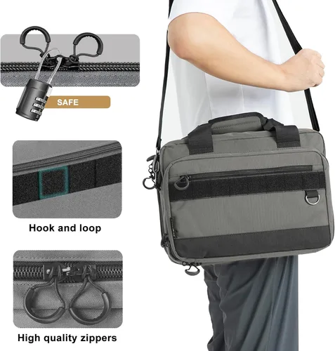 Miniatura 3 de PROFOCUS Bolsa de gama para pistolas y munición con cremalleras bloqueables Gris
