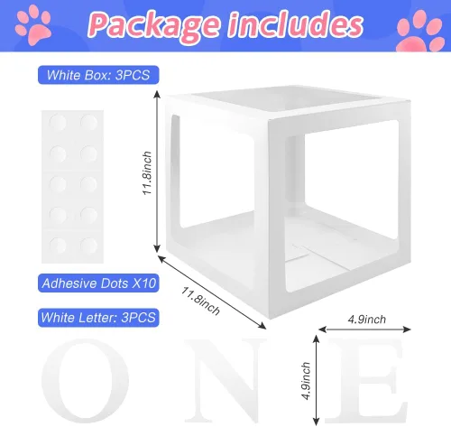 Miniatura 2 de Decoraciones de primer cumpleaños, 3 cajas de globos para niña o niño, bloques transparentes, decoraciones de fiesta de Pascua
