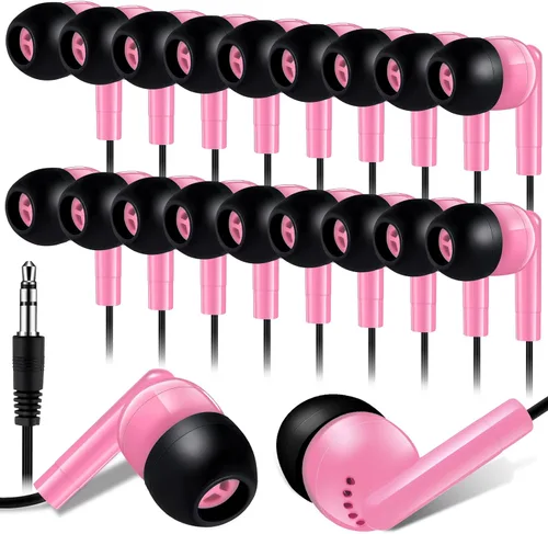 Miniatura 15 de Kanayu Paquete de 100 auriculares con cable a granel para aulas, auriculares básicos para estudiantes, sin micrófono, con conector de 0.138 in