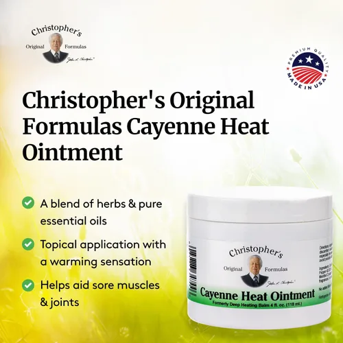Miniatura 4 de Christopher's Original Formulas Pomada de calor de cayena, tópico herbario cálido para molestias y circulación, 4 onzas líquidas