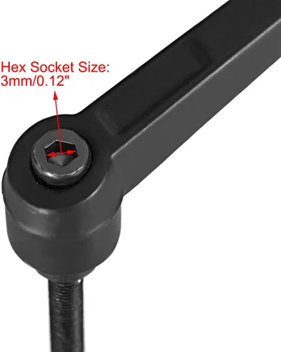 Miniatura 4 de uxcell Manija de palanca de sujeción ajustable M5 x 0.787 in óxido negro métrico acero al carbono macho roscado perillas de mano con botón