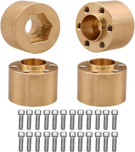 Miniatura 15 de 4 unidades de ruedas Beadlock de 1.9 y 2.2 pulgadas, adaptadores anchos de cubo de rueda hexagonal de 0.472 in para actualizaciones de oruga RC Negro
