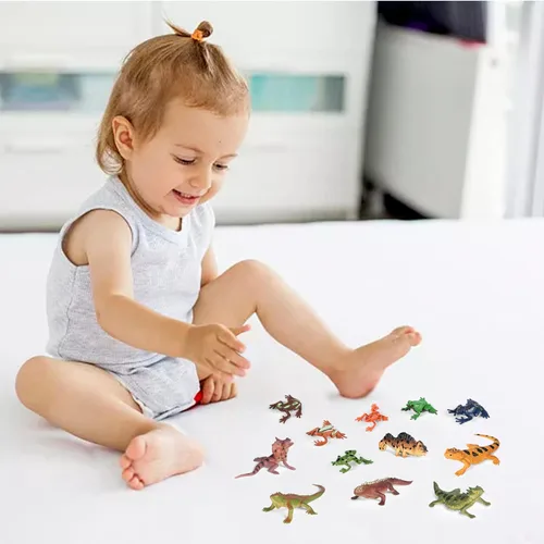 Miniatura 7 de 12 figuras de animales reptiles y lagartos, mini plástico realista de sangre fría, rana anfibia, camaleón, selva, selva, selva, juguetes educativos