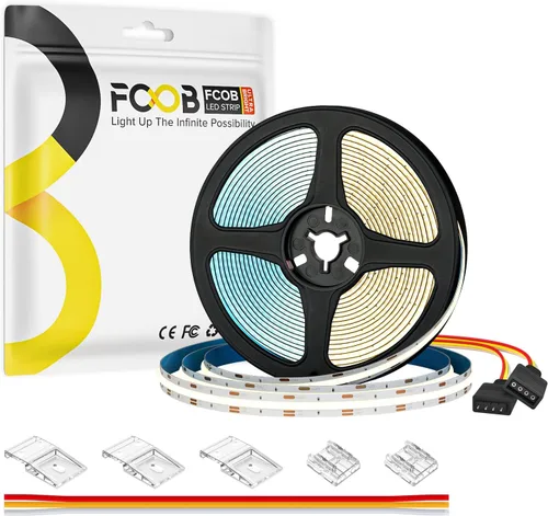 Miniatura 10 de Tira LED COB CCT de 16.4 pies IP65 Waterpoof sintonizable 3000K-6000K DC24V Tiras COB flexibles de alta densidad 640LED/m CRI90+ cinta de luz LED
