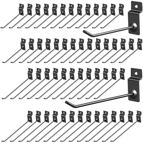 Moxweyeni Paquete de 100 ganchos para paneles de pizarra, accesorios de clavijas resistentes para colgar, soportes de metal para garaje, tienda Negro