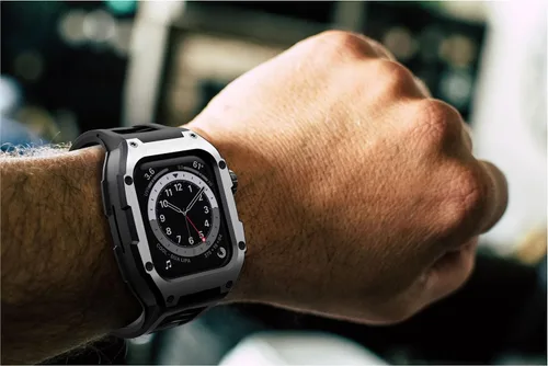 Miniatura 7 de Compatible con Correa de Reloj para Apple Watch de 44mm Correa Resistente para Hombre con Cubierta de Metal Inoxidable con Correa Militar a Prueba