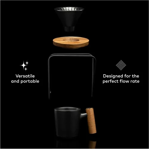 Miniatura 4 de ChefWave Juego de cafetera de una sola porción con gotero de cerámica estilo V60 y taza de café, sin BPA, compatible con filtros No. 2 (2 artículos)