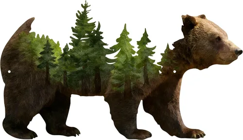 Miniatura 8 de Resama Arte de pared de oso de metal, animales del bosque, decoración rústica, decoración de desierto, adornos de montaña para sala de estar