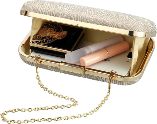 Miniatura 5 de Savatano Bolso de mano dorado para mujer, bolso de mano dorado, bolso cruzado de hombro, bolsa de boda, fiesta, novia, baile de graduación..