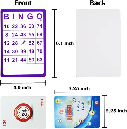 Miniatura 3 de Juego Completo de Bingo Yuanhe - 100 Tarjetas de Bingo, 1000 Fichas y Baraja de Tarjetas de Llamada para Familia, Grandes Grupos, Fiestas, Noches