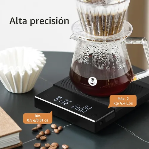 Miniatura 5 de Báscula de Café TIMEMORE Basic 2.0, Báscula Electrónica de Espresso con Tasa de Flujo de Agua y Función de Temporizador, Cambio Gratuito
