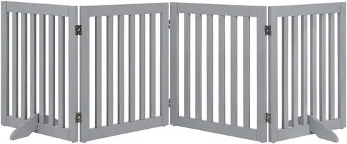 Miniatura 9 de unipaws Puerta para mascotas de pie libre de 24 pulgadas de alto para perros y gatos, puertas de madera para puerta, escaleras, valla plegable