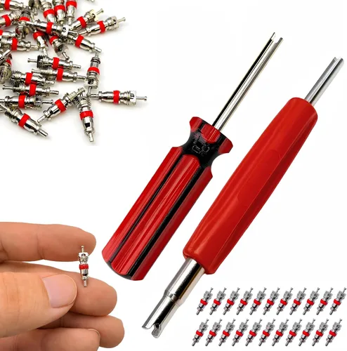 Juego de 102 herramientas de extracción de núcleo de válvula de neumático, seguro TPMS premium, 100 núcleos de válvula de neumático Schrader