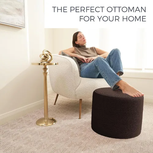 Miniatura 2 de ZICOTO Hermoso puf otomano Boucle y reposapiés - Eleva la decoración de tu sala de estar con comodidad ligera y encanto, un moderno poof relleno