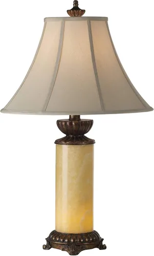 Barnes and Ivy Lámpara de mesa tradicional con luz nocturna de 28.5 pulgadas de alto, bronce oscuro, columna, piedra de ónix blanco, decoración para