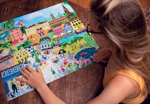 Miniatura 4 de eeBoo Rompecabezas de 1000 piezas, rompecabezas de Copenhague para adultos, cuadrado de 23 x 23 pulgadas, fabricado con tablero reciclado y tinta a