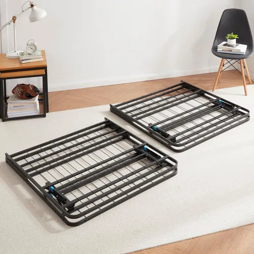 Miniatura 3 de Nestl Marco de cama plegable de tamaño completo, cama plataforma, acero, montaje fácil sin herramientas, 14 pulgadas de alto, completo, negro