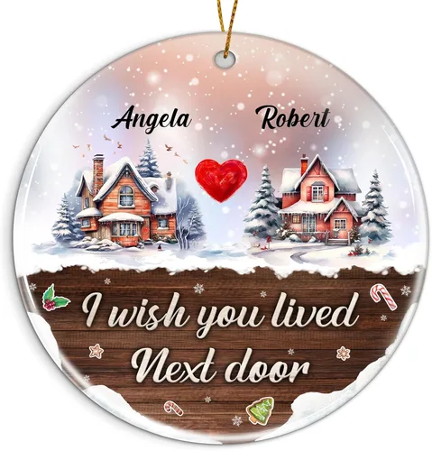 Miniatura 7 de Adorno personalizado para la primera Navidad del bebé 2025 con nombre personalizado, lindo oso en la luna, adornos redondos, regalo de primer