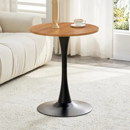 Miniatura 3 de Mesa de comedor redonda de madera para espacios pequeños, mesas de tulipanes de 24 pulgadas con base de pedestal de metal, mesa de bistró para 2