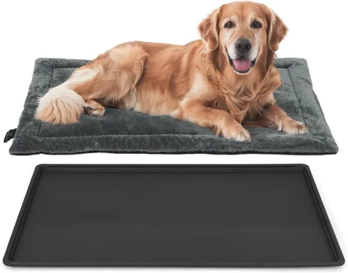 Miniatura 17 de Almohadilla y bandeja lavable a máquina BOWHAUS para jaula de perro de 24 pulgadas, alfombra plana antideslizante y cómoda para dormir y bandeja