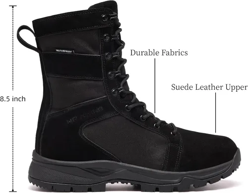Miniatura 4 de Botas tácticas militares para hombre, ligeras, transpirables, botas de combate para senderismo, impermeables, de gamuza, botas de trabajo