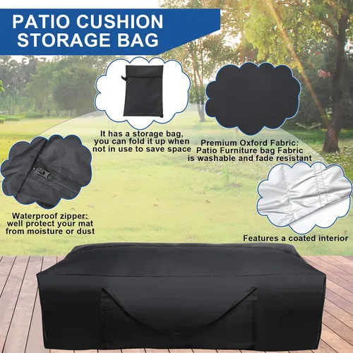Miniatura 3 de Silkfly 2 bolsas de almacenamiento para cojines de patio de 68 pulgadas de largo x 30 pulgadas de ancho x 20 pulgadas de alto, bolsa