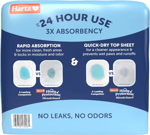 Miniatura 12 de Almohadillas para perros Hartz Home Protection Miracle Guard, tamaño regular 50 unidades, 3 veces más absorbentes y 3 veces más duraderas, no gotean