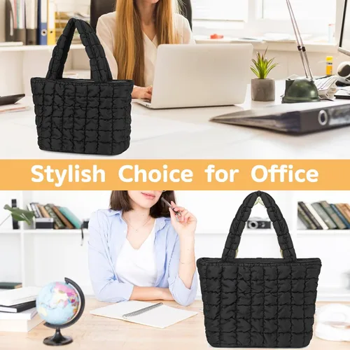 Miniatura 7 de CAMTOP Lonchera para mujeres y niñas, con aislamiento, bonita bolsa de almuerzo, bolsa enfriadora para trabajo, viajes, picnic (negro)