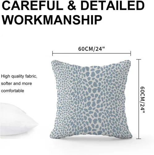 Miniatura 3 de Funda de almohada con estampado de leopardo y guepardo azul claro, funda de cojín a rayas de animales africanos, funda de almohada rústica