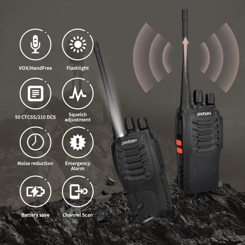 Miniatura 11 de pxton Walkie talkies para adultos de largo alcance con auricular mejorado, radios walkie talkies recargables portátiles de dos vías con cargador