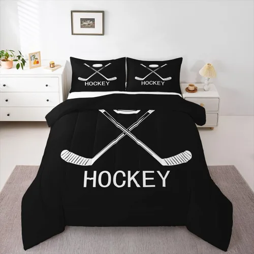 Miniatura 10 de Erosebridal Edredón de plumón de hockey sobre hielo, juego de edredón de jugador de hockey para adolescentes, niños y hombres, juego de ropa de cama