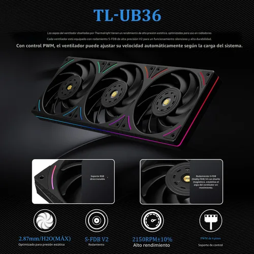 Miniatura 5 de Thermalright Wonder Vision 360 UB ARGB Enfriador de CPU AIO Negro, Radiador de 360mm, Pantalla Curva de 2K 60HZ con Resolución de 2400x1080