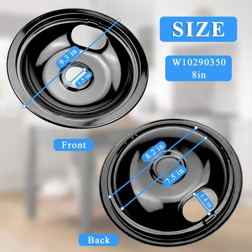 Miniatura 3 de Sartenes de goteo para quemador de estufa negro para Whirlpool Amana Crosley Electric Range, cuencos de goteo superior de estufa incluye 1 grande